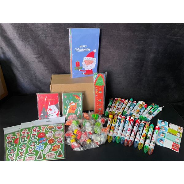 Huge Assorted Christmas Stationary Set - Includes Pens, Stickers, Rulers, Erasers, Cards etc. NEW