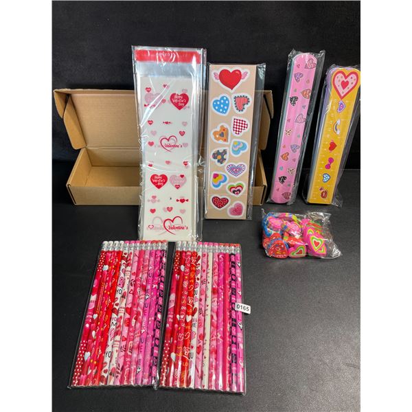 Valentine's School Supplies/Party Favor Set (Pencils, Stickers, Erasers, Bracelets, etc.) New
