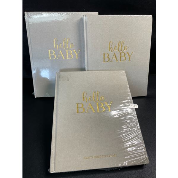 Lot of 3 Hello Baby First Year Memory Keepsake Books - Hardcover, 154 Pages, Beige - New