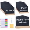 Image 1 : 10-Pack Reusable Mini Chalkboard Signs with Easel Stand; Double-Sided Message Board Signs - New