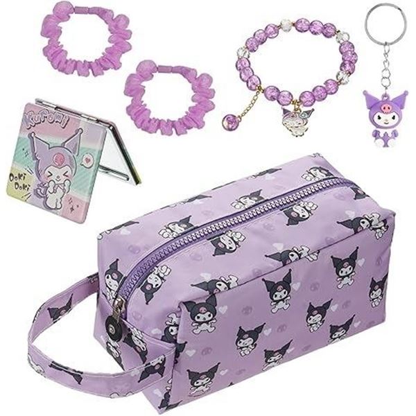 Lot of 2 Kuromi 6PC Kawaii Cosmetic Storage Bags/Makeup Bags with Accessories - Brand New!