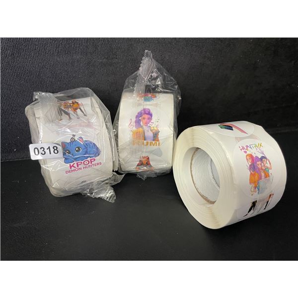 3 Large Rolls K-Pop Demon Hunters Stickers/Huntrix Stickers - Over 100pcs Per Roll - New