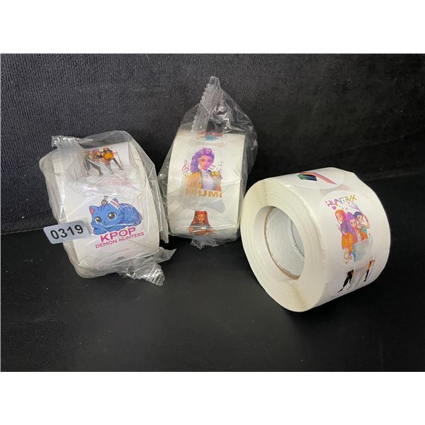 3 Large Rolls K-Pop Demon Hunters Stickers/Huntrix Stickers - Over 100pcs Per Roll - New
