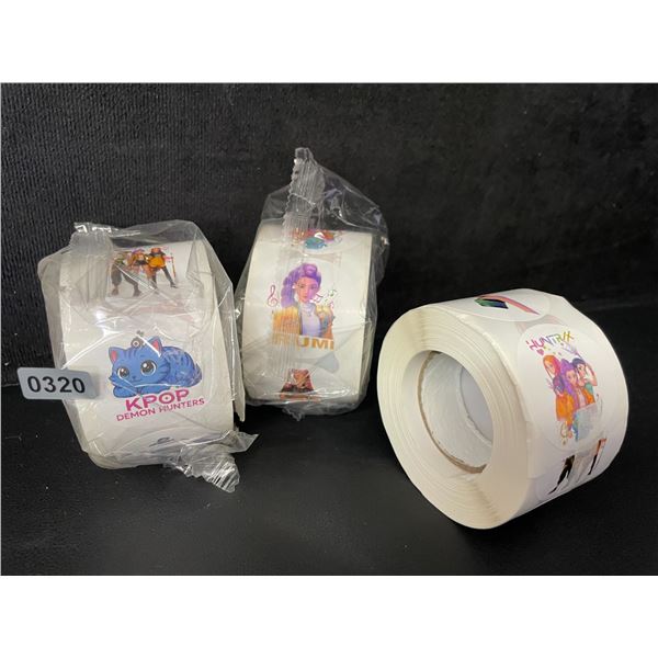 3 Large Rolls K-Pop Demon Hunters Stickers/Huntrix Stickers - Over 100pcs Per Roll - New