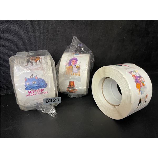 3 Large Rolls K-Pop Demon Hunters Stickers/Huntrix Stickers - Over 100pcs Per Roll - New