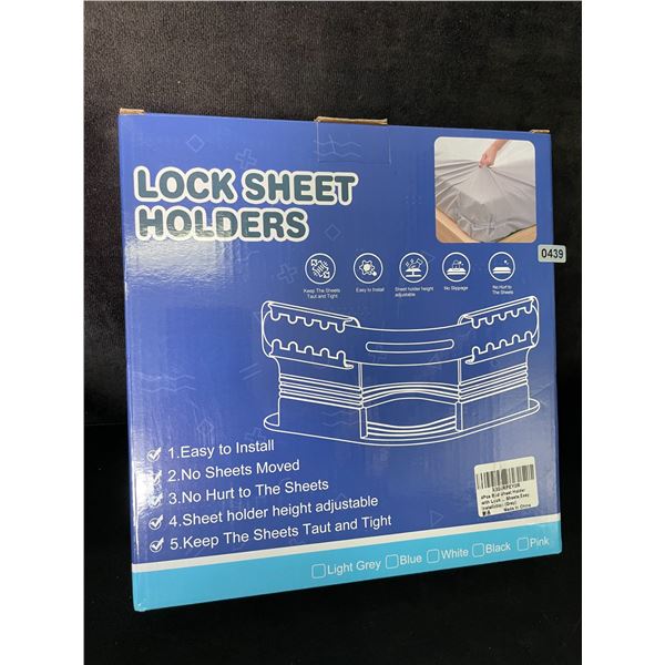 Locking Bed Sheet Holder Set - Keeps Bed Sheets Tight/Secure; Easy to Install - New!