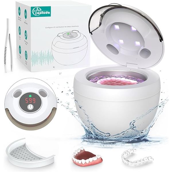 Ultrasonic Cleaner Machine for Jewelry, Retainers, Mouth Guards; 200ml, 4 Modes, Digital Timer - Ne
