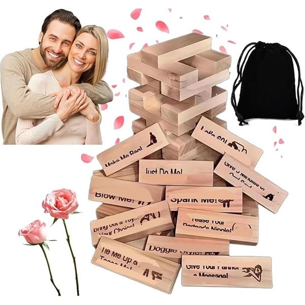 Lust Tower 48PC Jenga-Style Stacking Game for Couples; Romantic/Intimate Date-Night Game - New