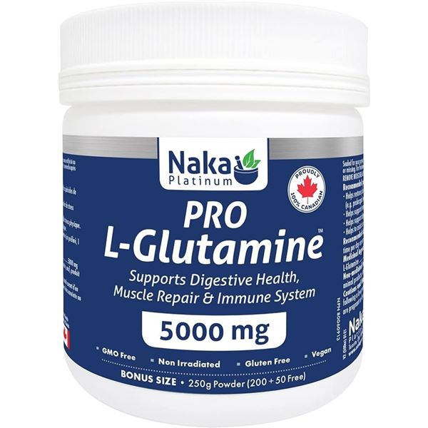 Naka Platinum PRO L-Glutamine 5000mg (250g) For Digestive Health/Muscle Repair, Immune System - New
