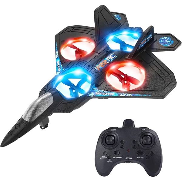 Holyfun R/C Aircraft Drone for Kids & Beginners w/ 2 Batteries, Lights, 3D Flips, Auto-Hover - New