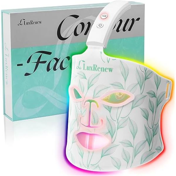 LuxRenew Red Light Therapy Face Mask; Portable & Rechargeable; 7-Color Contour Skincare Mask - New