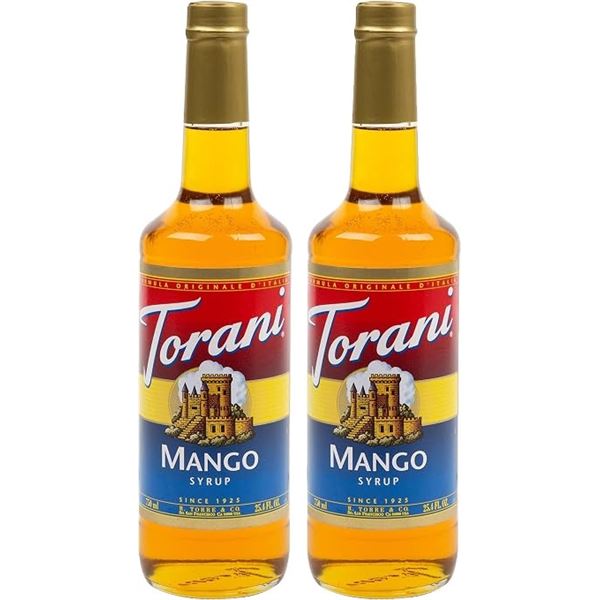 Lot of 2 Torani Mango Flavour Syrups (750ml) New Sealed! (BB: 01-JUN-2029)