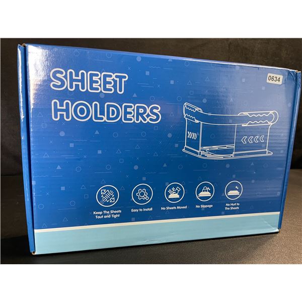Locking Bed Sheet Holder Set - Keeps Bed Sheets Tight/Secure; Easy to Install - New!