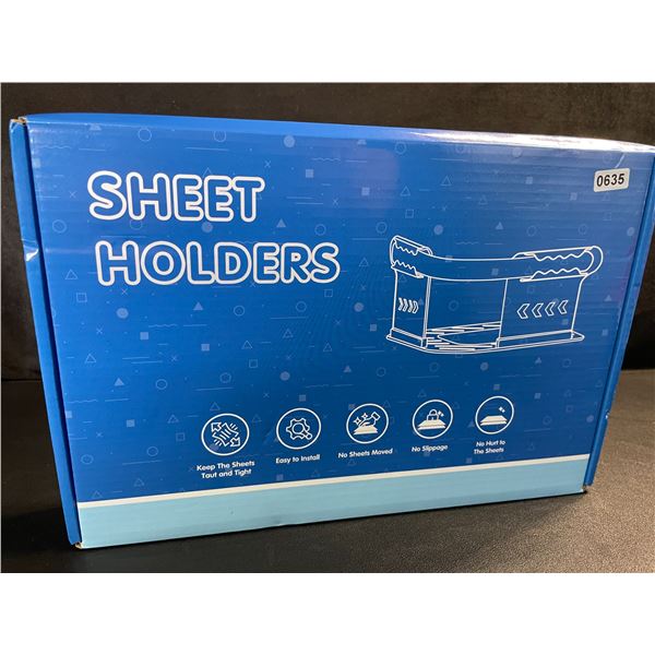 Locking Bed Sheet Holder Set - Keeps Bed Sheets Tight/Secure; Easy to Install - New!