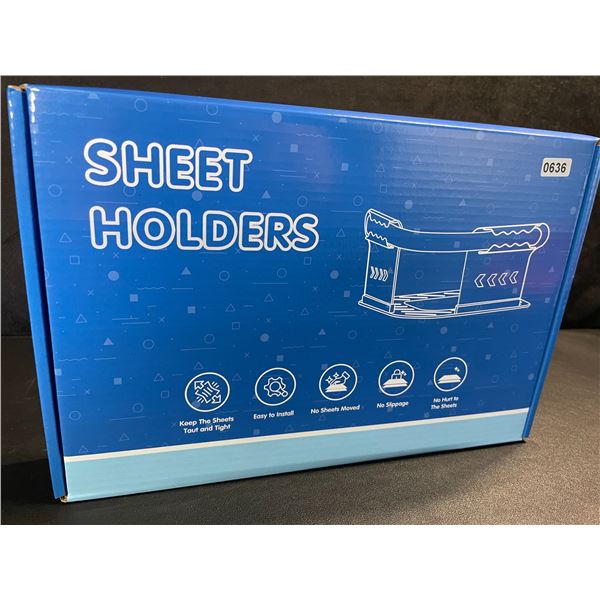 Locking Bed Sheet Holder Set - Keeps Bed Sheets Tight/Secure; Easy to Install - New!