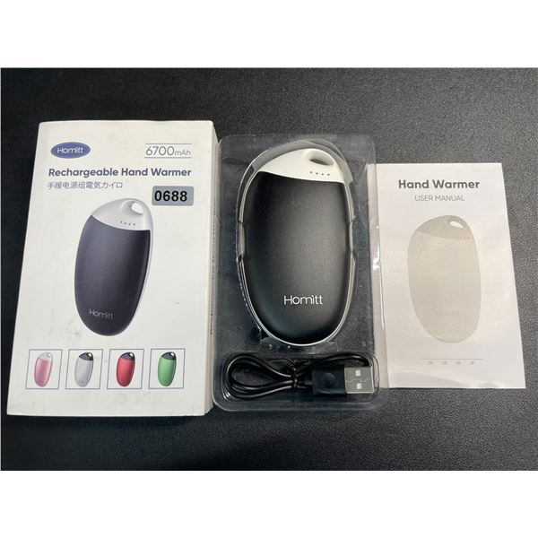 Homitt Rechargeable Electric Hand Warmer/Power Bank (6700mAh) Dual-Sided Hand Warmer - New