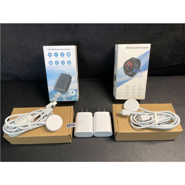 2 25W Fast-Charge Watch & Phone Charging Sets; Charges Watch & USB-C Phones at Same Time!
