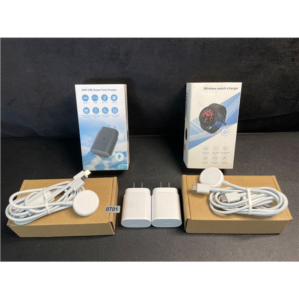 2 25W Fast-Charge Watch & Phone Charging Sets; Charges Watch & USB-C Phones at Same Time!