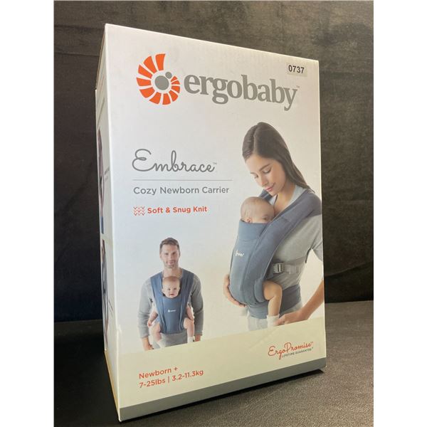 Ergobaby Embrace Cozy Newborn Carrier for Infants 0-12m (7-25lbs) Soft & Snug Knit; Oxford Blue; New
