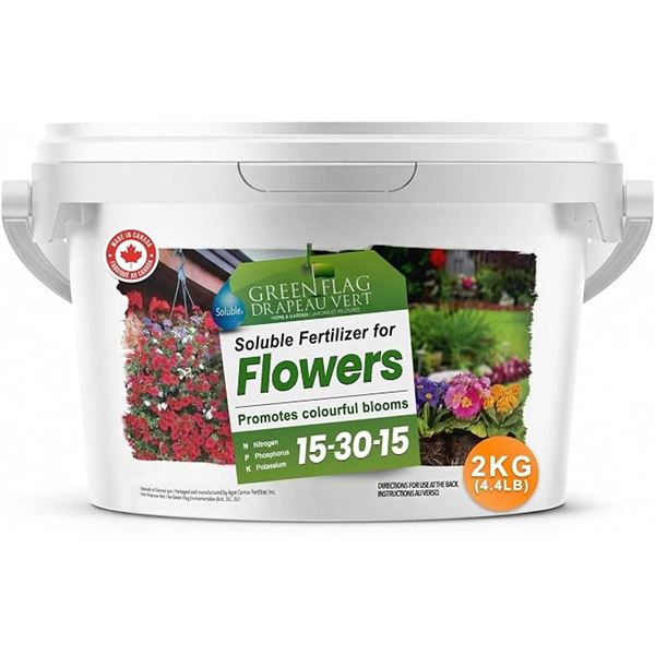 2KG Tub of Flower Fertilizer; Promotes Colorful Blooms - Soluble Fertilizer for Flowers - New