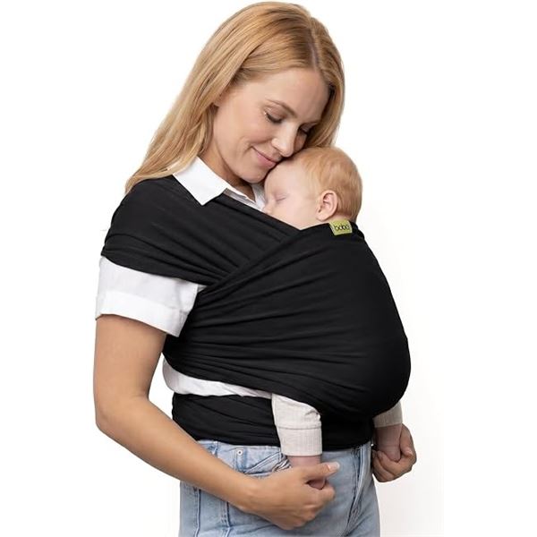 The Boba Wrap Baby Wrap Carrier (Black) Stretch Cotton Wearable Ergonomic Sling (Fits 7-35lbs) New