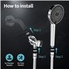 Image 10 : High-Pressure Handheld Shower Head with 9 Spray Settings; Filtered Handheld Shower Head - New