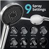 Image 2 : High-Pressure Handheld Shower Head with 9 Spray Settings; Filtered Handheld Shower Head - New