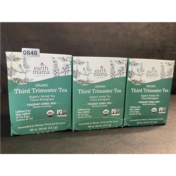 3 Boxes of EarthMama Organic Third Trimester Tea (27.2g) Fragrant Herbal Mint - New