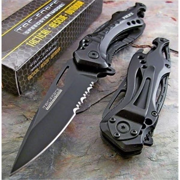 Tac-Force 8" Tactical Pocket Knife for Outdoors with Integrated Bottle Opener & Glass Breaker - New