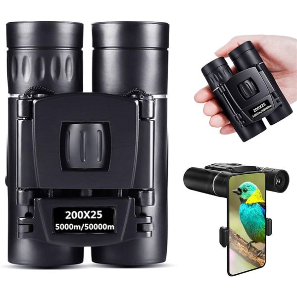 200x25 Outdoor Binoculars with Attachment for Smart Phones to Enable Further Zoom! - New