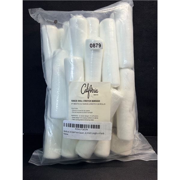 California Basics 24PCS Gauze Roll Stretch Bandages 4" Width x 4 Yards - New