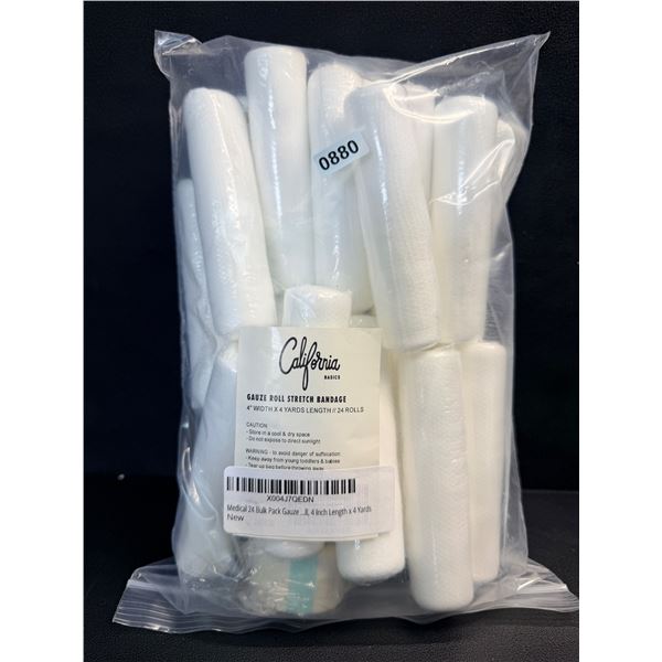 California Basics 24PCS Gauze Roll Stretch Bandages 4" Width x 4 Yards - New