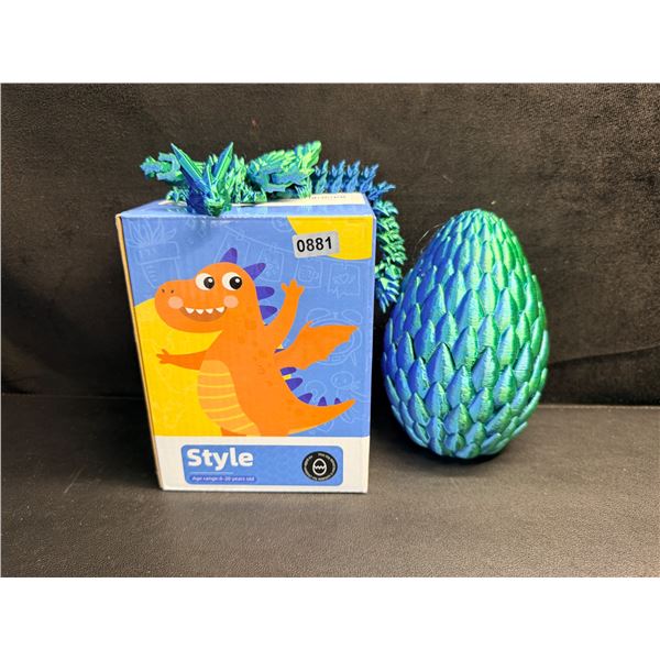 3D Printed Colourful Crystal Dragon with Wings and Storage Egg - New