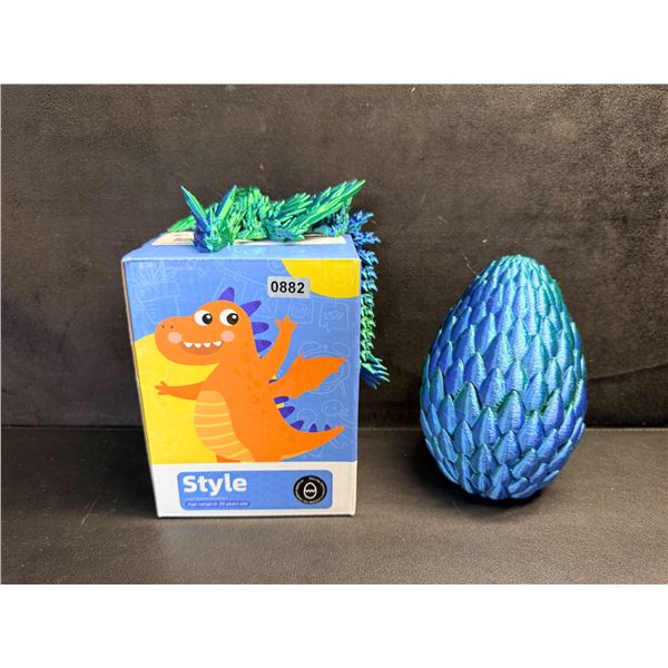 3D Printed Colourful Crystal Dragon with Wings and Storage Egg - New