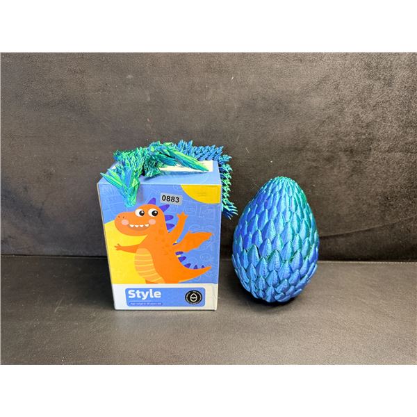 3D Printed Colourful Crystal Dragon with Wings and Storage Egg - New