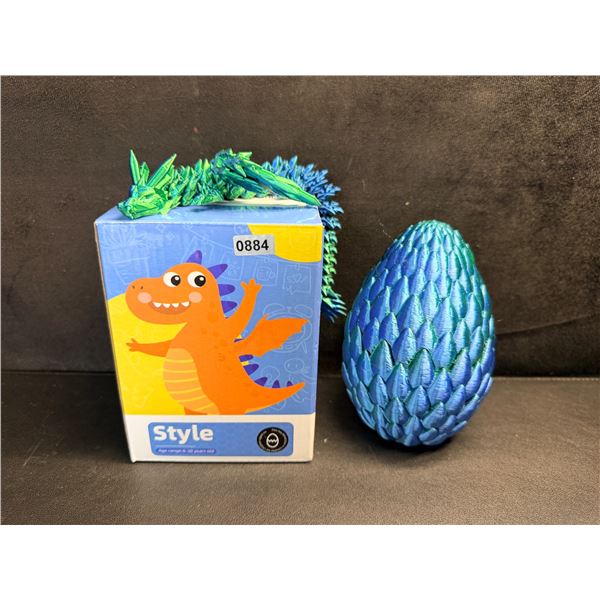 3D Printed Colourful Crystal Dragon with Wings and Storage Egg - New