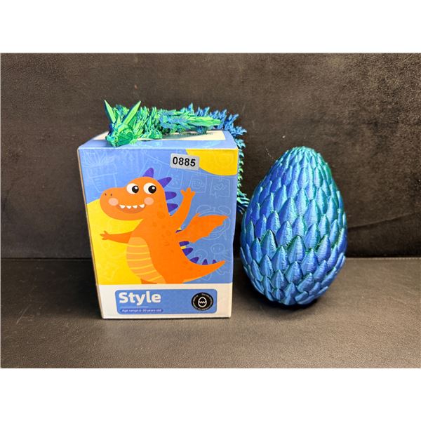 3D Printed Colourful Crystal Dragon with Wings and Storage Egg - New