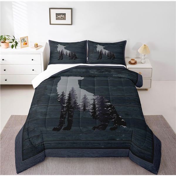 Rustic Wolf Comforter Set King Size with 2 Pillow Cases - Brand new