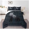 Image 1 : Rustic Wolf Comforter Set King Size with 2 Pillow Cases - Brand new