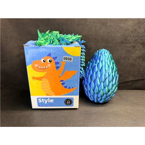 3D Printed Colourful Crystal Dragon with Wings and Storage Egg - New