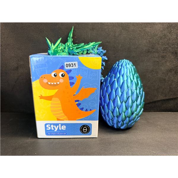 3D Printed Colourful Crystal Dragon with Wings and Storage Egg - New