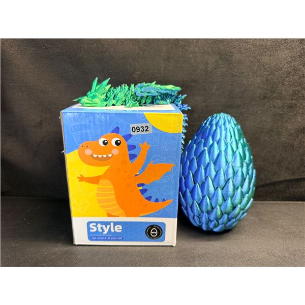 3D Printed Colourful Crystal Dragon with Wings and Storage Egg - New