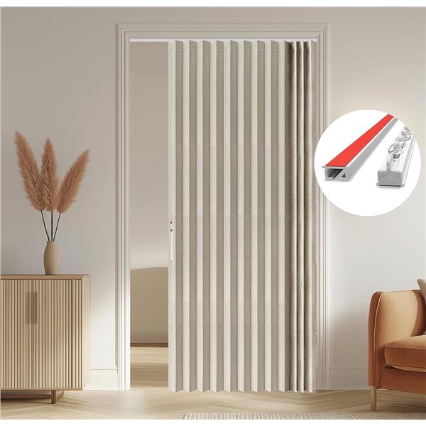 Ajazz Accordion 100% Blackout Door Curtain for Home Interior (53" W x 79" H) Grey - New Sealed