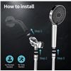 Image 4 : SR Sun Rise High Pressure Filtered Show Head with 9 Spray Modes - New