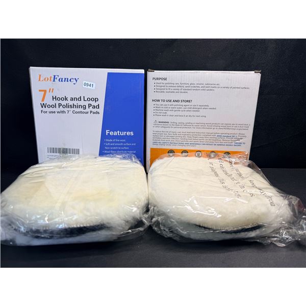 2 2-Packs of LotFancy 7INCH Hook and Loop Wool Polishing Pads - New