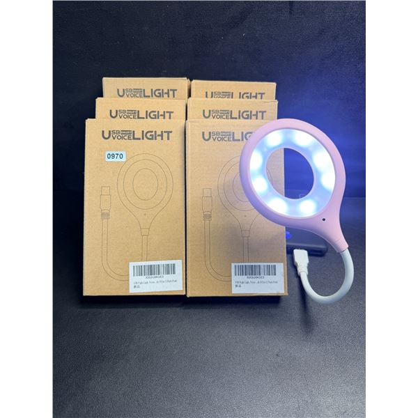 6PCS Individually Boxed Pink Smart USB Voice Light with Alternate Light Modes!  - New