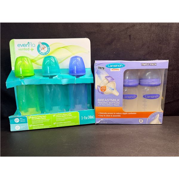 1 3-Pack of Evenflo Vented+ and 1 3-Pack of Lansinoh Feeding Bottles - New
