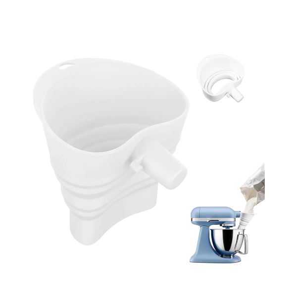 2 Collapsible Silicone Funnels for KitchenAid Stand Mixers - New