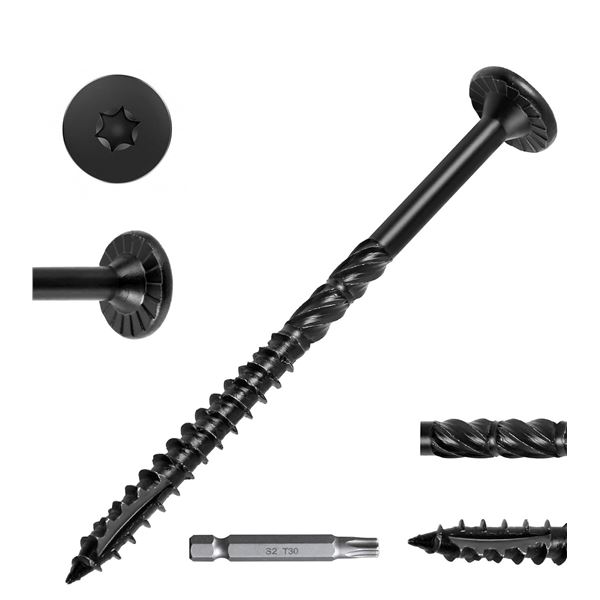 100-PCS #14 4 1/2" Heavy Duty Wood Screws with Included Star Drive Bit! - New