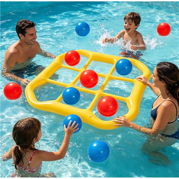 Inflatable Tic Tac Toe Game with 8 Balls and Pump for Indoor and Outdoor Use! - New
